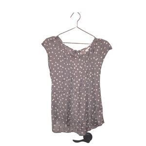 LC Lauren Conrad Polka Dot Silky Pleated Tie Blouse - Medium